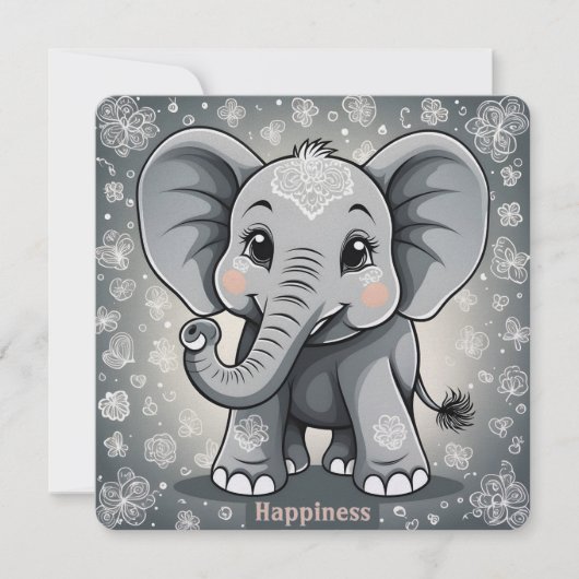 Happiness Baby Elephant AI Fantasy Digitale Kunst (Voorkant)