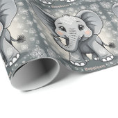 Happiness Baby Elephant AI Fantasy Digitale Kunst Cadeaupapier (Rol Hoek)