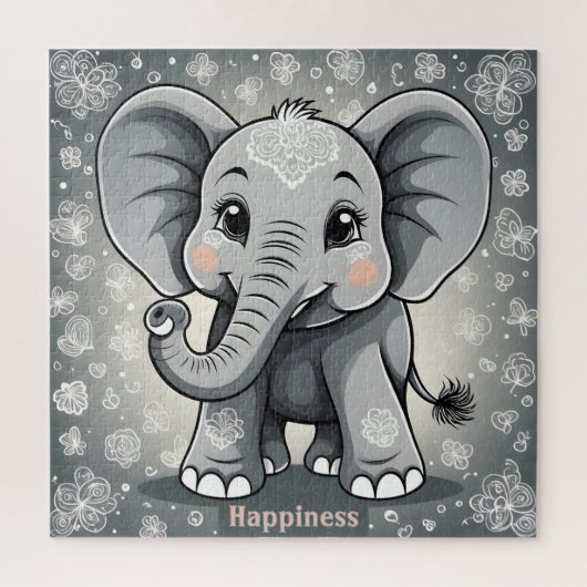 Happiness Baby Elephant AI Fantasy Digitale Kunst Legpuzzel (Verticaal)