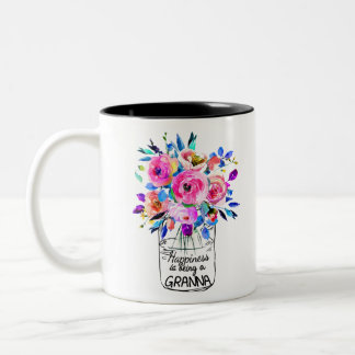 Happiness being Granna Full flower Tweekleurige Koffiemok