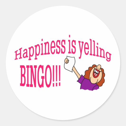 Happiness Bingo Ronde Sticker (Voorkant)