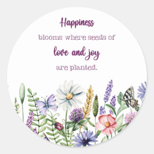 Happiness Blooms Waterverf Flowers Round Sticker