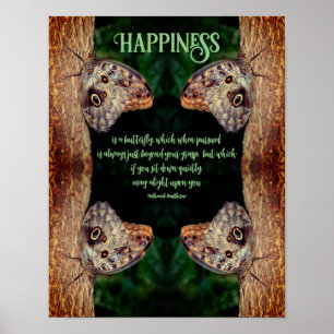 Happiness Brown Butterfly Abstract Inspirational  Poster