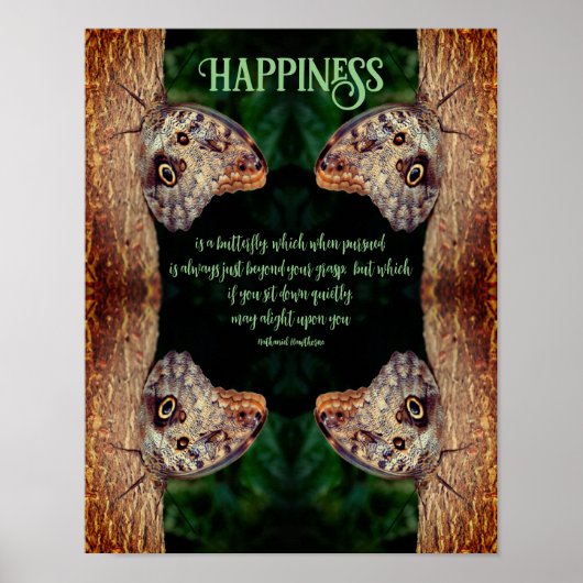Happiness Brown Butterfly Abstract Inspirational  Poster (Voorkant)