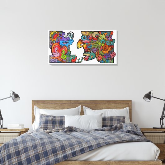 Happiness By Squid Fear City (2.5) Canvas Afdruk (Insitu (Slaapkamer))