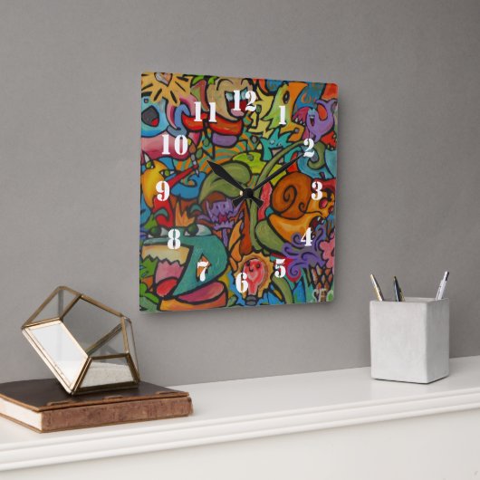 Happiness By Squid Fear City Vierkante Klok (Kantoor)