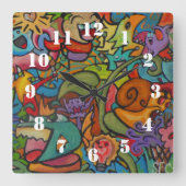 Happiness By Squid Fear City Vierkante Klok (Voorkant)