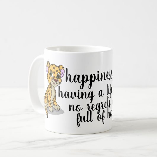 Happiness & Cheetah Vibes: citaten uit het leven Koffiemok (Voorkant links)