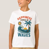 Happiness Comes in Waves - Boys' Inspirational Bea T-shirt (Voorkant)