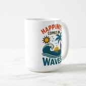 Happiness Comes in Waves - Inspirational Coffee Koffiemok (Voorkant rechts)