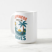 Happiness Comes in Waves - Inspirational Coffee Koffiemok (Voorkant links)