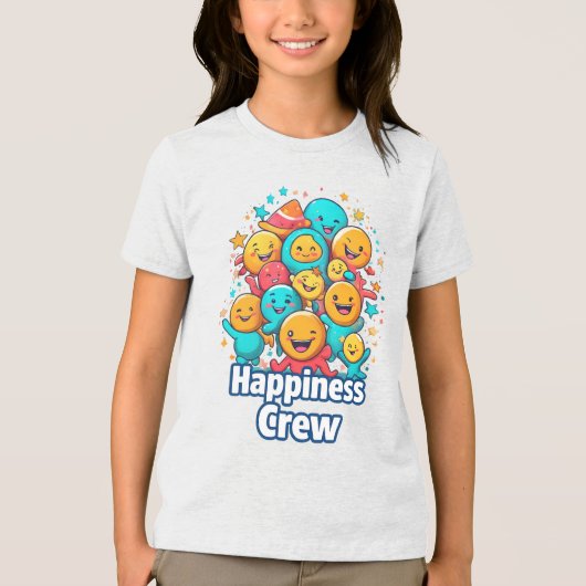 Happiness Crew - Schattige Smiley Squad Jeugd T-sh Tri-Blend Shirt (Voorkant)