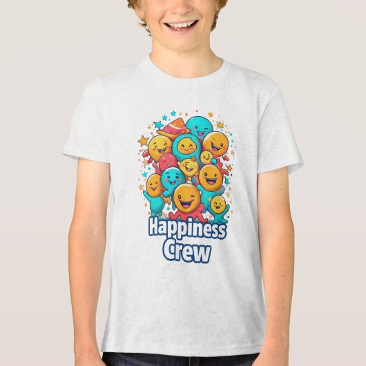 Happiness Crew - Schattige Smiley Squad Jeugd T-sh Tri-Blend Shirt (Voorkant)