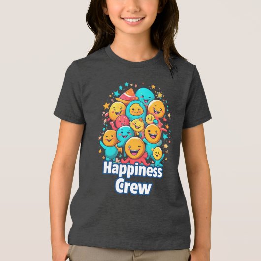 Happiness Crew - Schattige Smiley Squad Jeugd T-sh Tri-Blend Shirt (Voorkant)