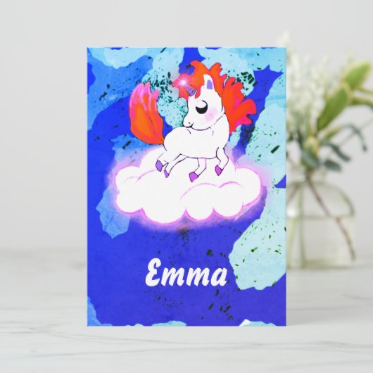 Happiness cute magic unicorn kaart (Staand voorkant)