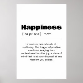 Happiness Definition Poster - Inspirerend wand A