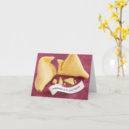 Happiness Fortune Cookie Kaart (Gele Bloem)