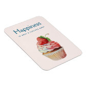 Happiness Gezegde Aardbeien Cupcake Sweet Dessert Magneet (Rechterzijde)