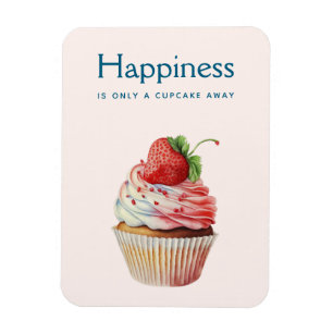 Happiness Gezegde Aardbeien Cupcake Sweet Dessert Magneet