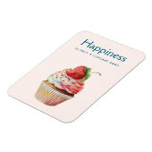 Happiness Gezegde Aardbeien Cupcake Sweet Dessert Magneet (Linkerzijde)