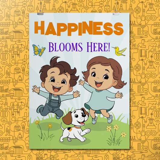 Happiness Inspirerend Quote Schattigee Cartoon Kwe Poster