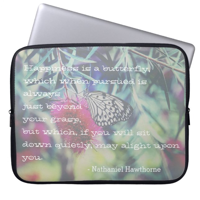 Happiness is a Butterfly - Inspiring Quote Laptop Sleeve (Voorkant)