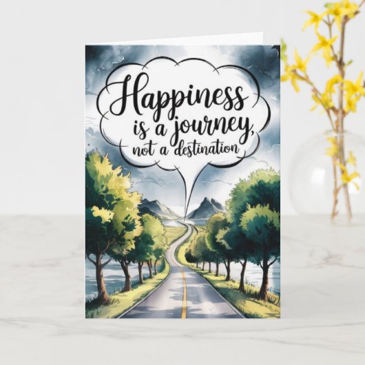 "Happiness is a Journey" Quote Card Kaart (Gele Bloem)