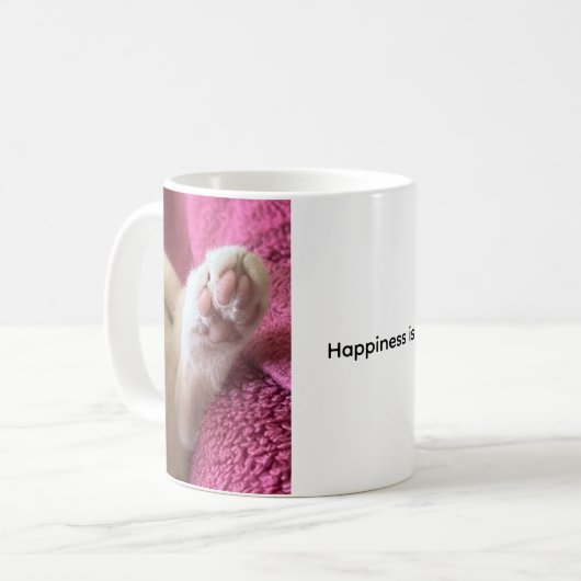 Happiness is a warm cat. Cat Coffee Mug Koffiemok (Voorkant links)