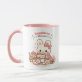 Happiness is a Warm Mug Cute Bunny Rabbit Pink Mok (Links)