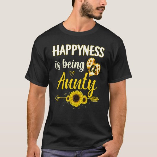 Happiness Is Being A Aunty Sunflower Grandma Mothe T-shirt (Voorkant)