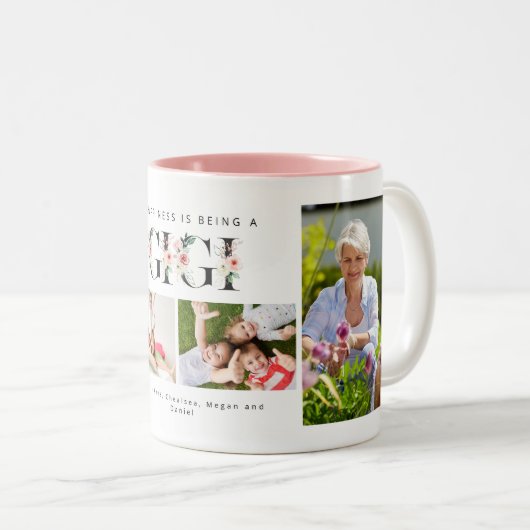 Happiness is Being a Gigi Blush Floral 4 foto Mok (Voorkant rechts)