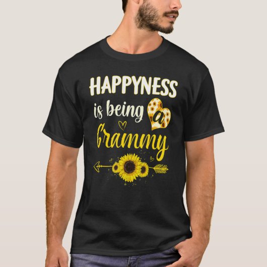 Happiness Is Being A Grammy Sunflower Grandma Moth T-shirt (Voorkant)