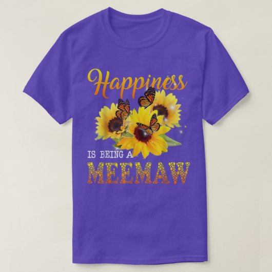 Happiness Is Being A Meemaw Butterfly Sunflowers  T-shirt (Design voorkant)