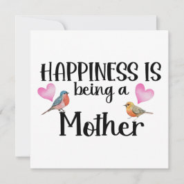 Happiness Is Being A Mother Birthday Birds Hearts  Kaart