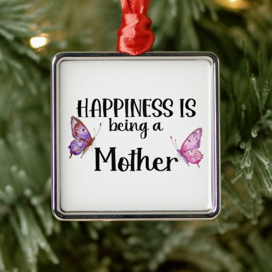 Happiness Is Being A Mother Butterfly Mom Present Metalen Ornament (Boom)