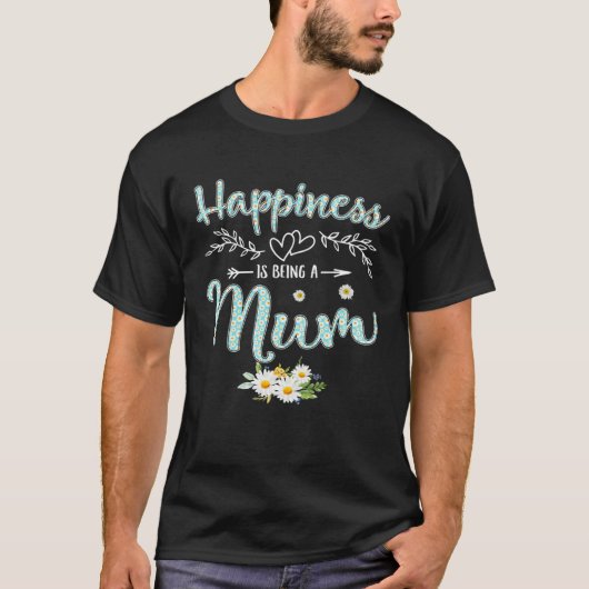 Happiness Is Being A Mum Women Daisy Flower Decor  T-shirt (Voorkant)