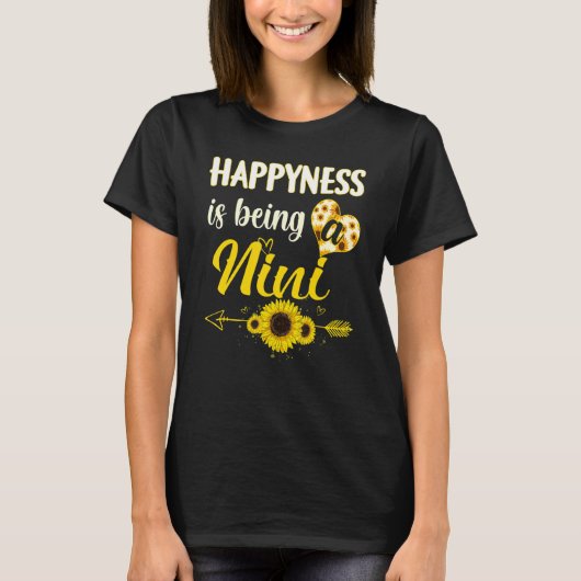 Happiness Is Being A Nini Sunflower Grandma Mother T-shirt (Voorkant)