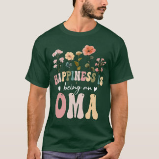 Happiness is Being an Oma Floral Design Oma Mother T-shirt