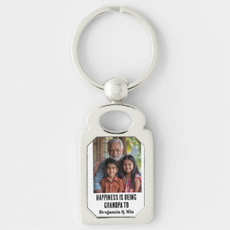 Happiness is Being Grandpa to Name Family Photo  Sleutelhanger
