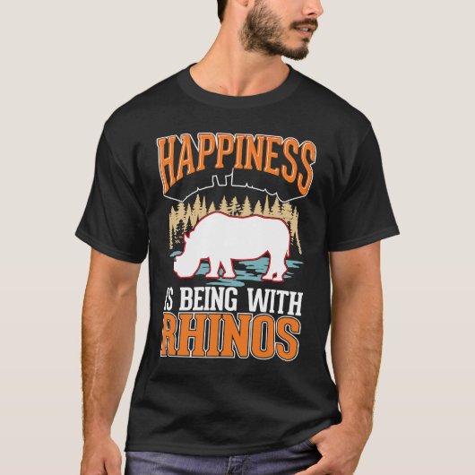 Happiness is being with Rhinos T-shirt (Voorkant)