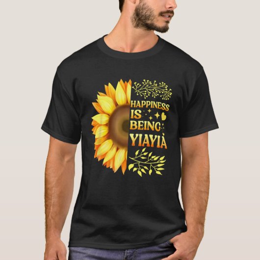 Happiness Is Being Yiayia Grandma To Be Sunflower T-shirt (Voorkant)