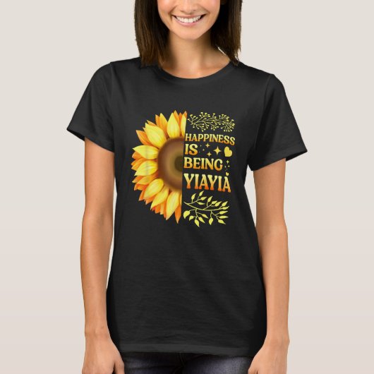 Happiness Is Being Yiayia Grandma To Be Sunflower T-shirt (Voorkant)
