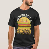 Happiness is een hamburger hamburger & cheeseburge t-shirt (Voorkant)