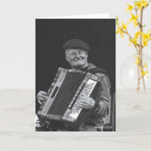 Happiness is Paris, muzikant zwart-wit kunst Kaart (Gele Bloem)