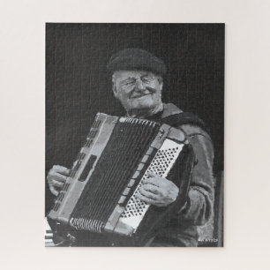 Happiness is Paris, muzikant zwart-wit kunst Legpuzzel