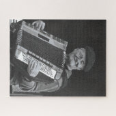 Happiness is Paris, muzikant zwart-wit kunst Legpuzzel (Horizontaal)