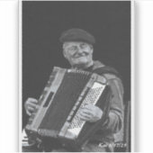 Happiness is Paris, muzikant zwart-wit kunst Sticker (Voorkant)