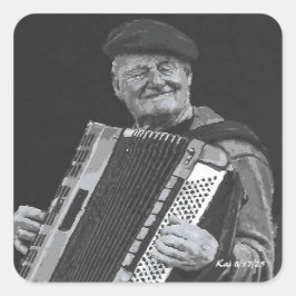 Happiness is Paris, muzikant zwart-wit kunst Vierkante Sticker