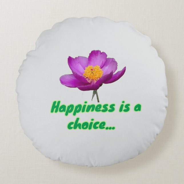 Happiness is  rond kussen (Voorkant)