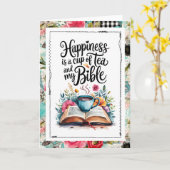Happiness Is Tea and My Bible Christian Faith Card Kaart (Gele Bloem)
